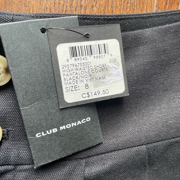 Large NWT Club Monaco Linen High Waist Bermuda Shorts. Sz 8. Black. - Picture 8 of 9